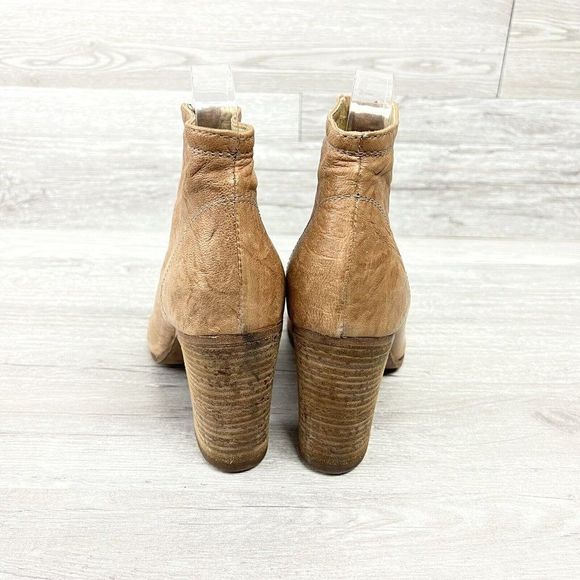 Vintage Steve Madden Women’s Heel Tan Leather Booties Front Zip Euro 37 US 6.5 - Picture 4 of 10